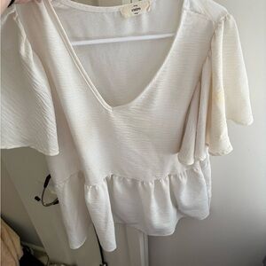 Chic White Ruffle Top